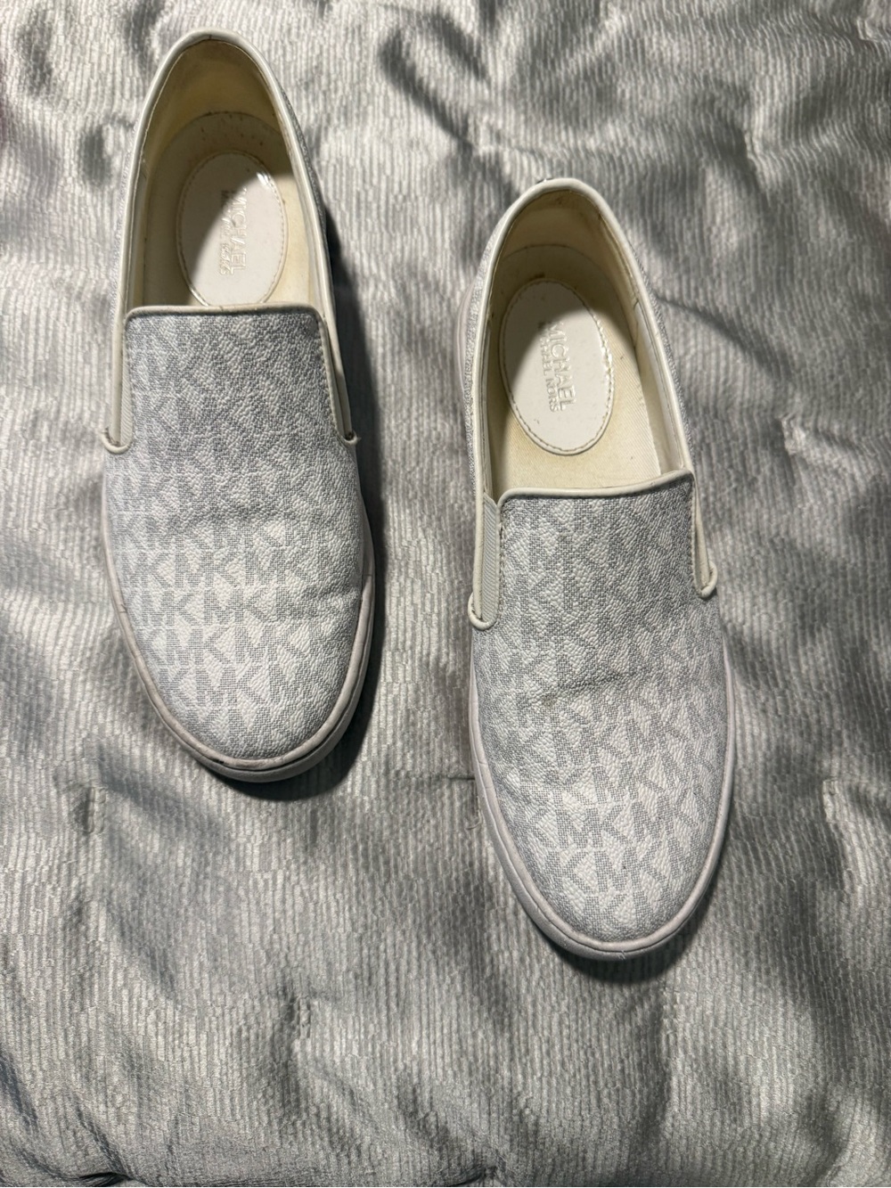 Michael Kors Women's White/Gray Slip-On Sneakers